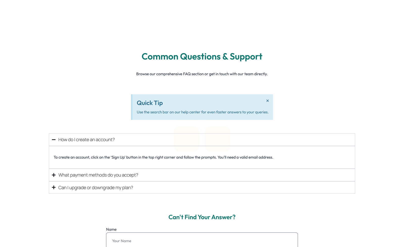 Split FAQ with Text and CTA Left and Accordion Right 98 - Elementor component