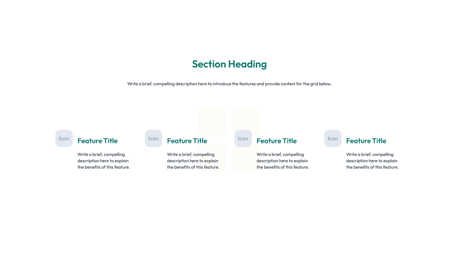 Screenshot of Feature Grid with 3-column Icon, Title, Text, CTA Cards - Elementor Feature Sections component
