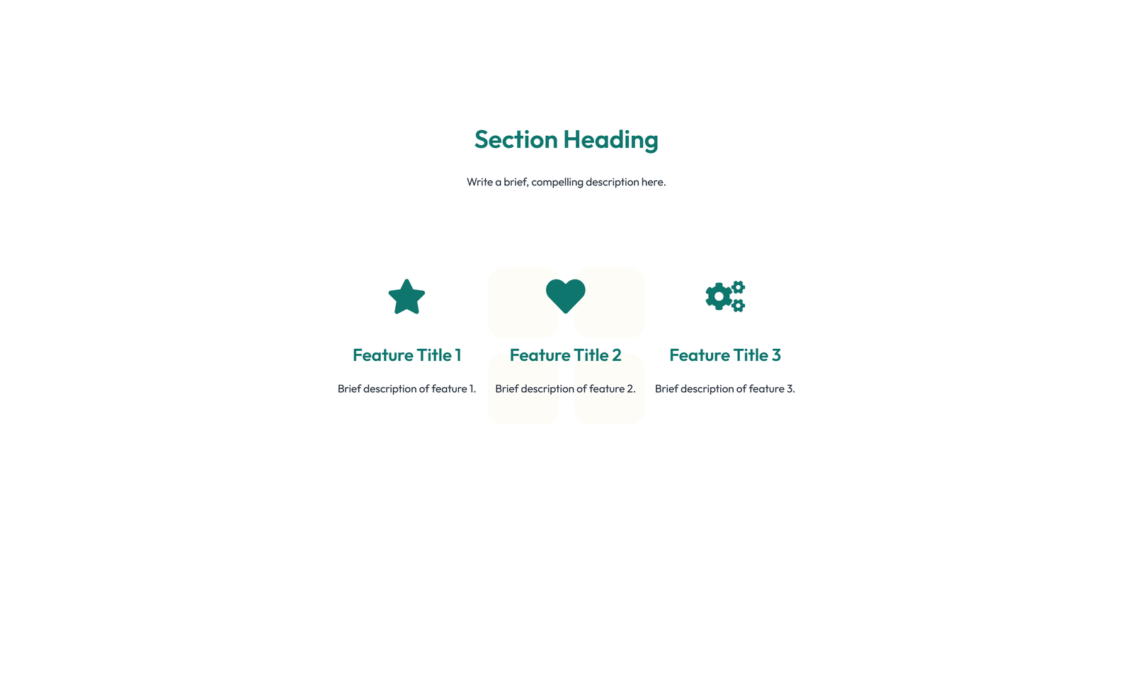 Screenshot of Feature Grid with 3-column Icon, Title, Text Cards 5 - Elementor Feature Sections component
