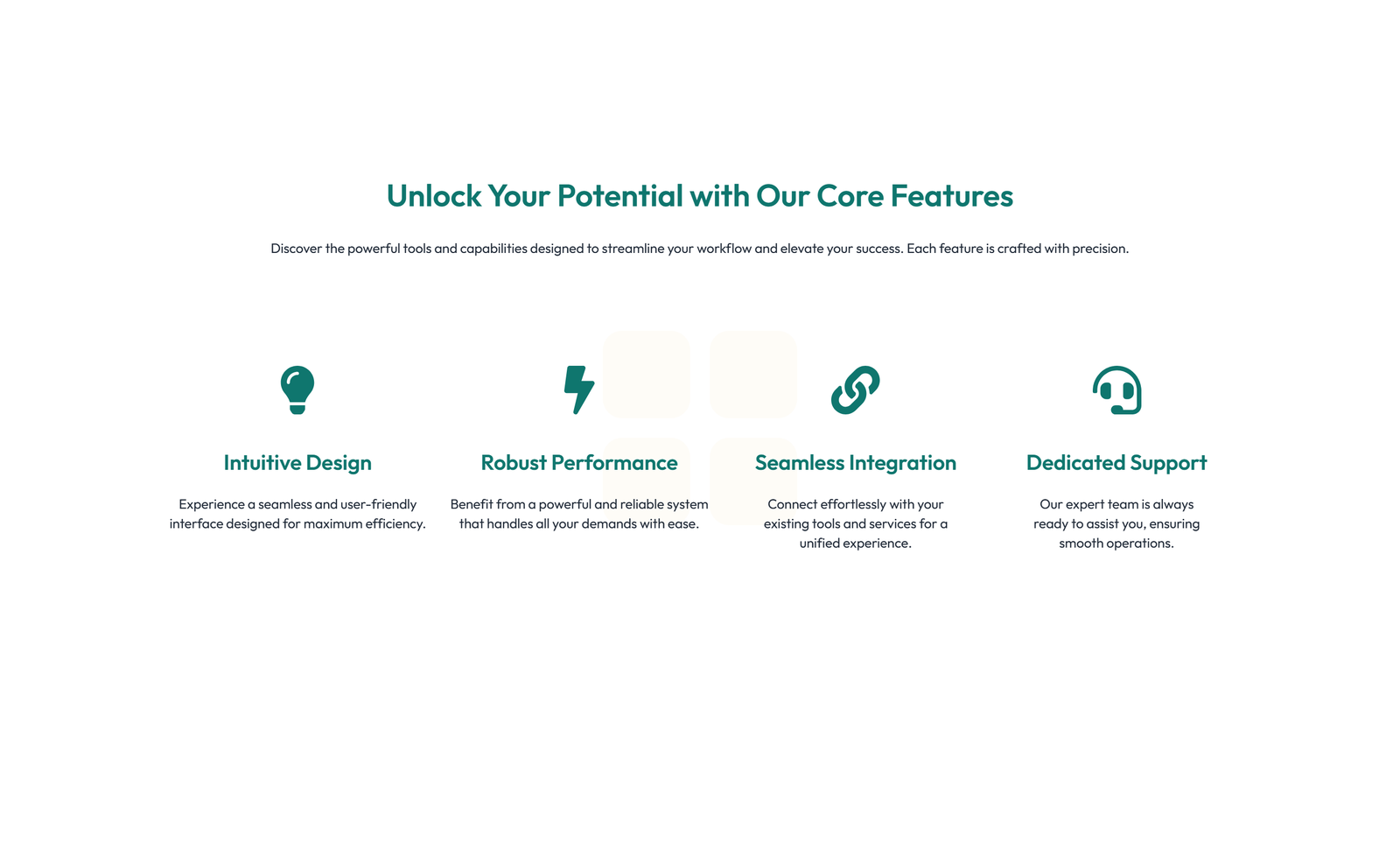 Feature Grid with 4-column Icon-box Cards 6 - Elementor component