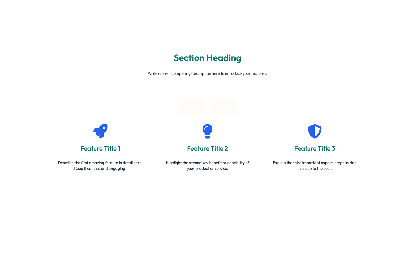 Screenshot of Feature Grid with 3-column Icon, Title, Text Cards 14 - Elementor Feature Sections component
