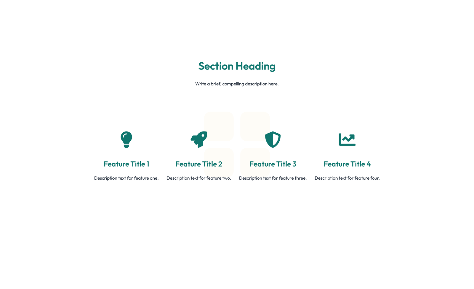 Screenshot of Feature Grid with 4-column Icon-box Cards 15 - Elementor Feature Sections component