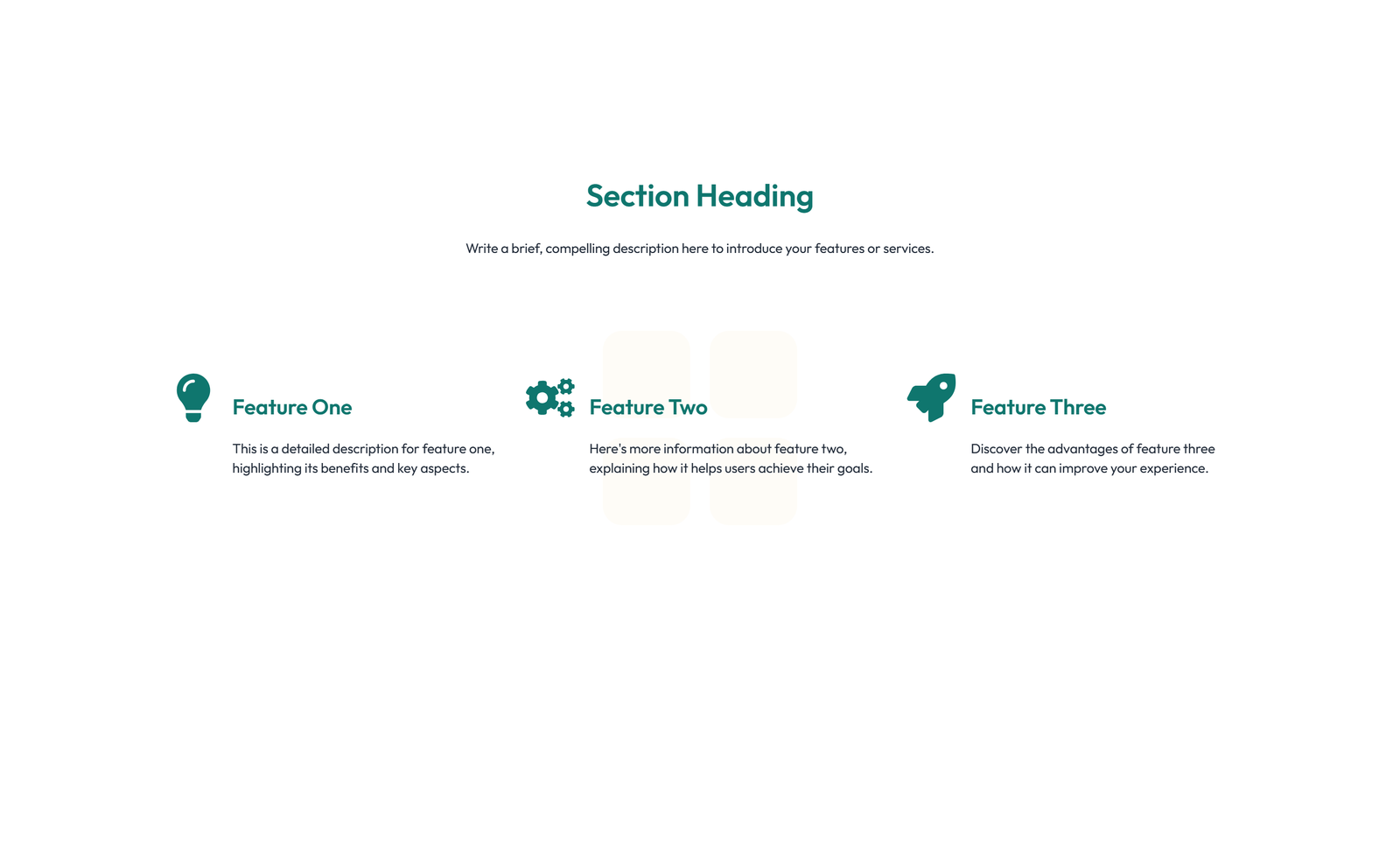 Screenshot of Feature Grid with 3-column Icon, Title, Text, CTA Cards 16 - Elementor Feature Sections component