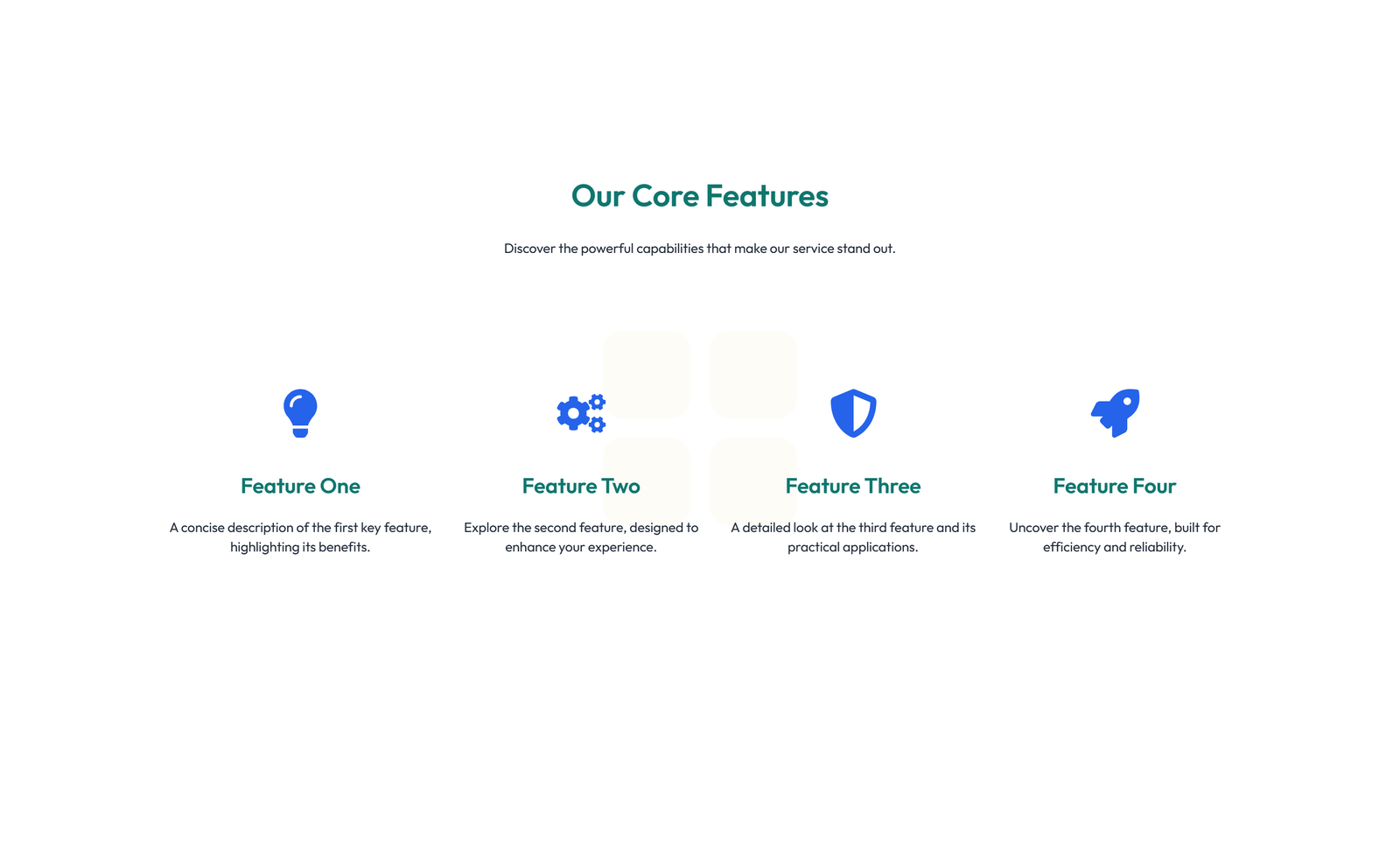 Screenshot of Feature Grid with 3-column Icon, Title, Text, CTA Cards 19 - Elementor Feature Sections component