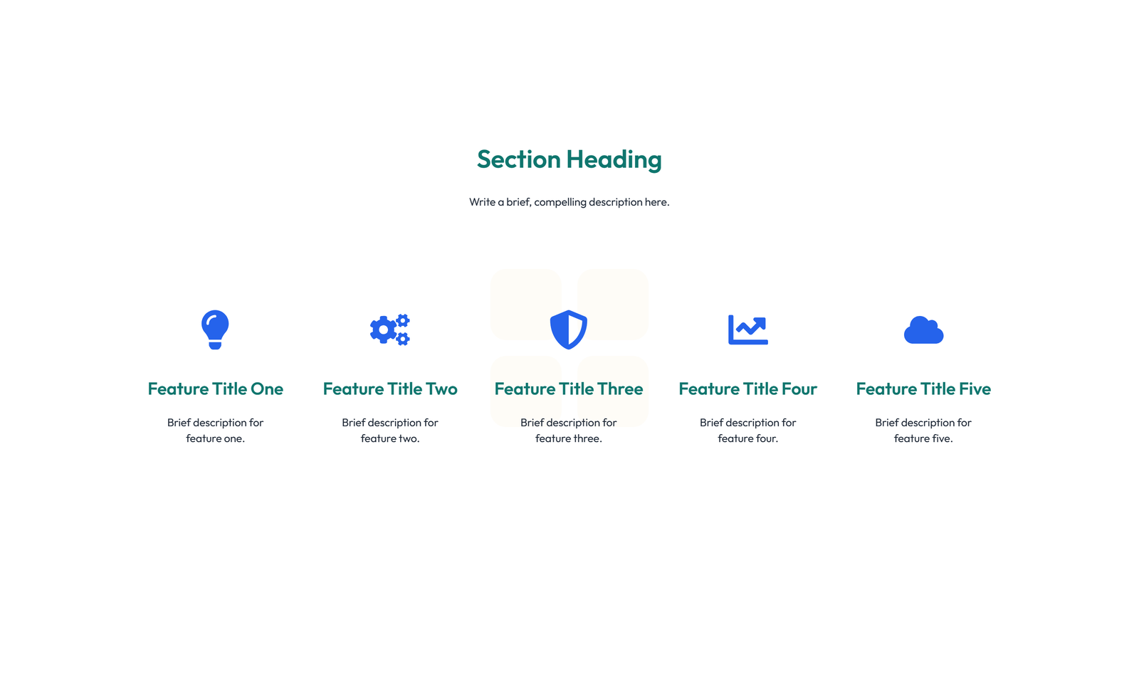 Screenshot of Feature Grid with 3-column Icon, Title, Text Cards 28 - Elementor Feature Sections component