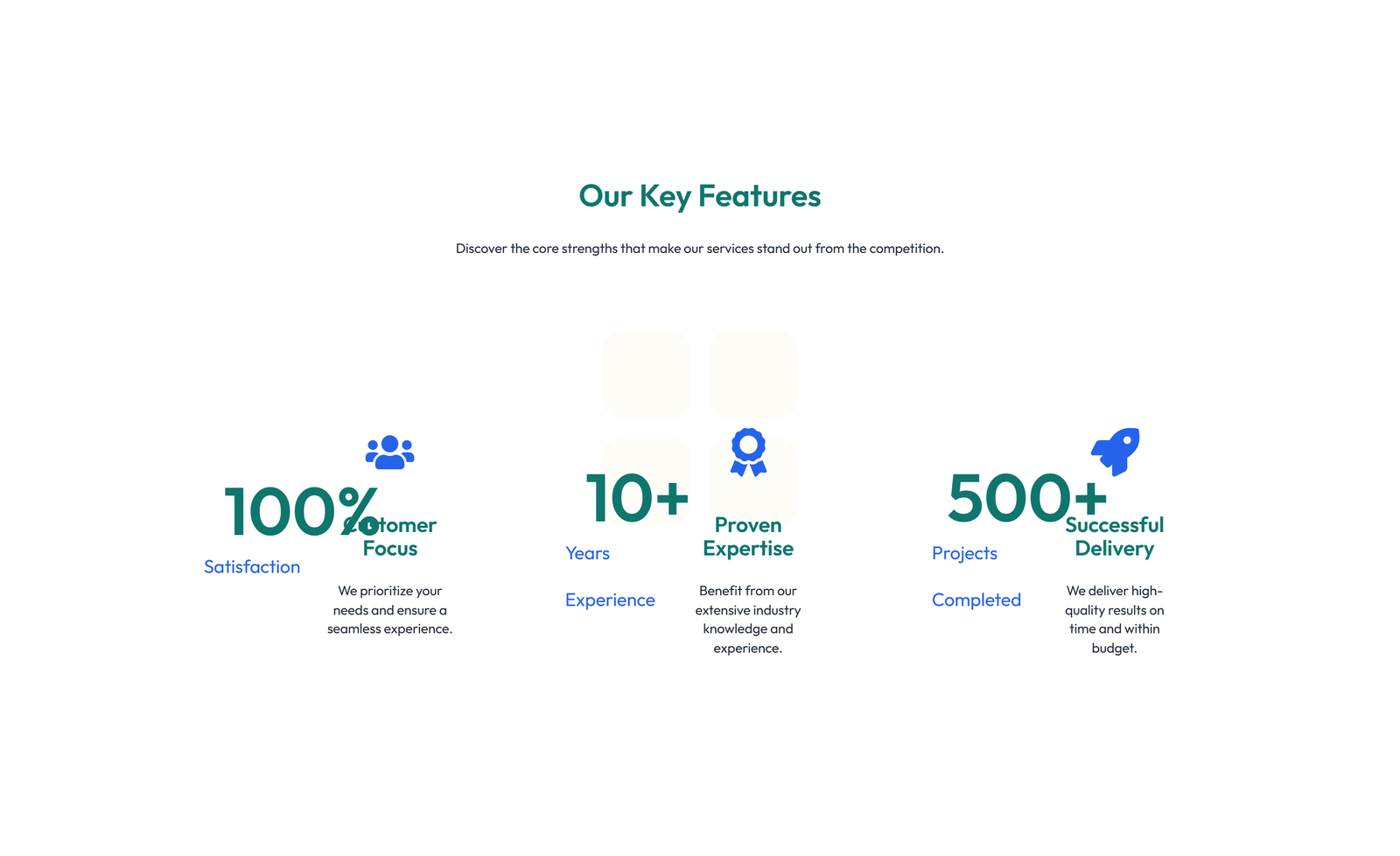 Screenshot of Feature Grid with 4-column Icon-box Cards 39 - Elementor Feature Sections component