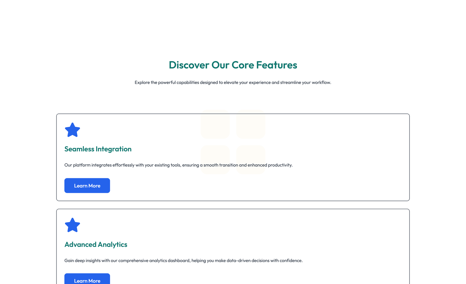 Feature Grid with 2-column Image, Title, Text Cards 42 - Elementor component
