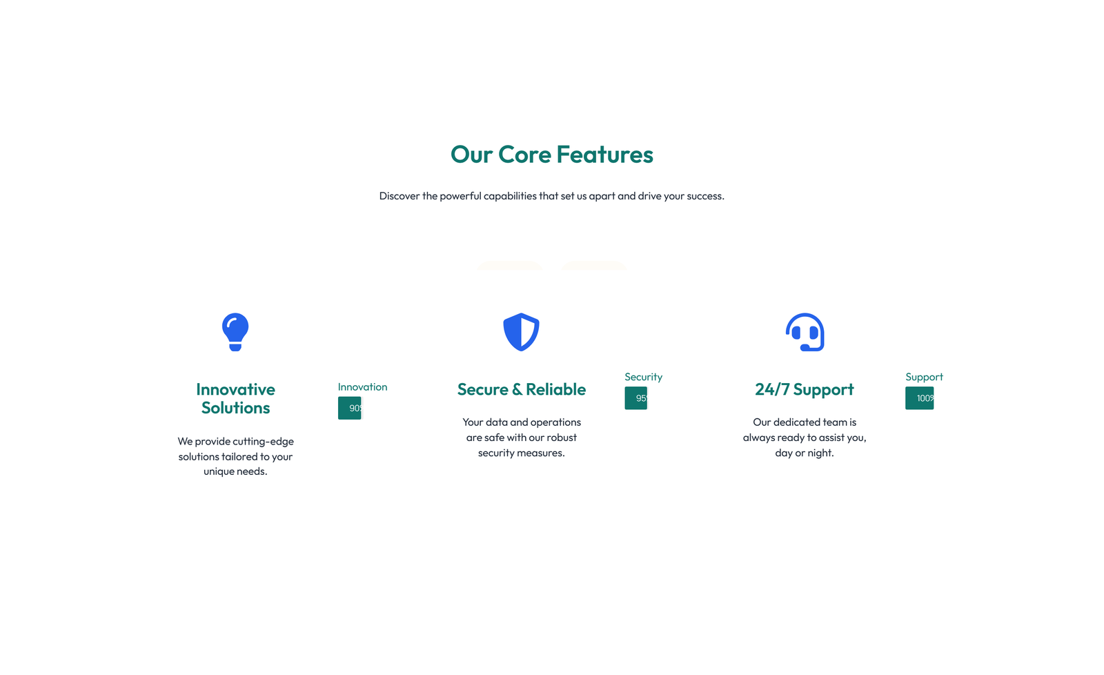 Screenshot of Feature Grid with 3-column Icon, Title, Text Cards 48 - Elementor Feature Sections component