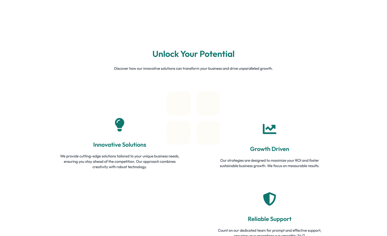 Screenshot of Feature Grid with 4-column Icon-box Cards 48 - Elementor Feature Sections component