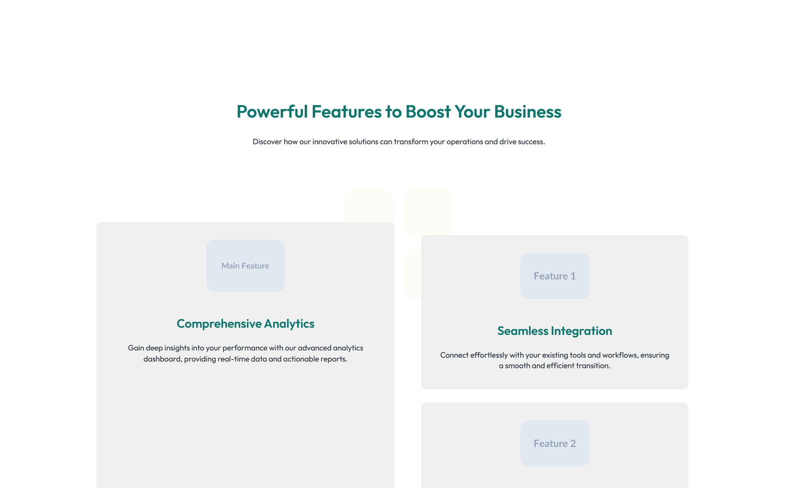 Feature Grid with 3-column Icon, Title, Text Cards 49 - Elementor component