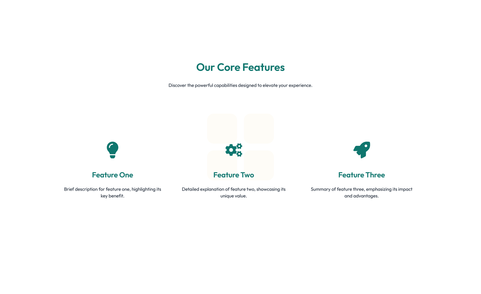 Screenshot of Feature Grid with 3-column Icon, Title, Text, CTA Cards 59 - Elementor Feature Sections component