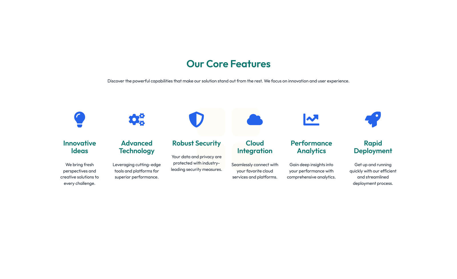 Feature Grid with 3-column Icon, Title, Text Cards 66 - Elementor component