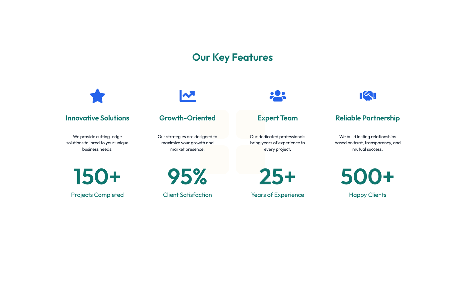 Feature Grid with 3-column Icon, Title, Text Cards 77 - Elementor component