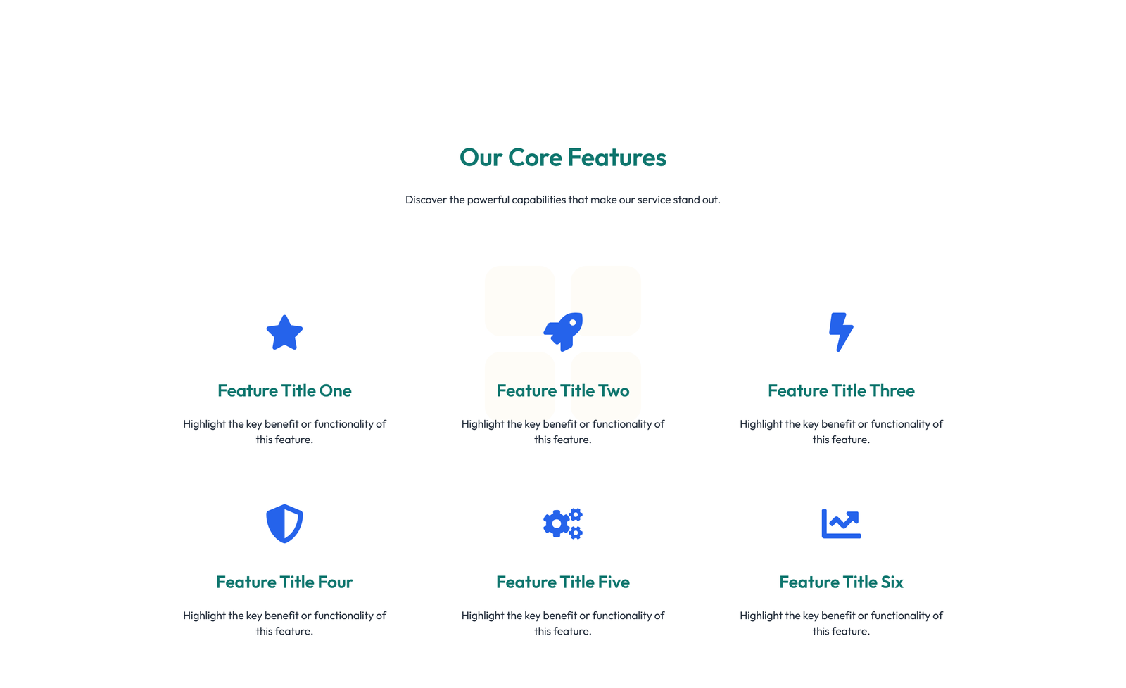 Screenshot of Feature Grid with 4-column Icon-box Cards 78 - Elementor Feature Sections component