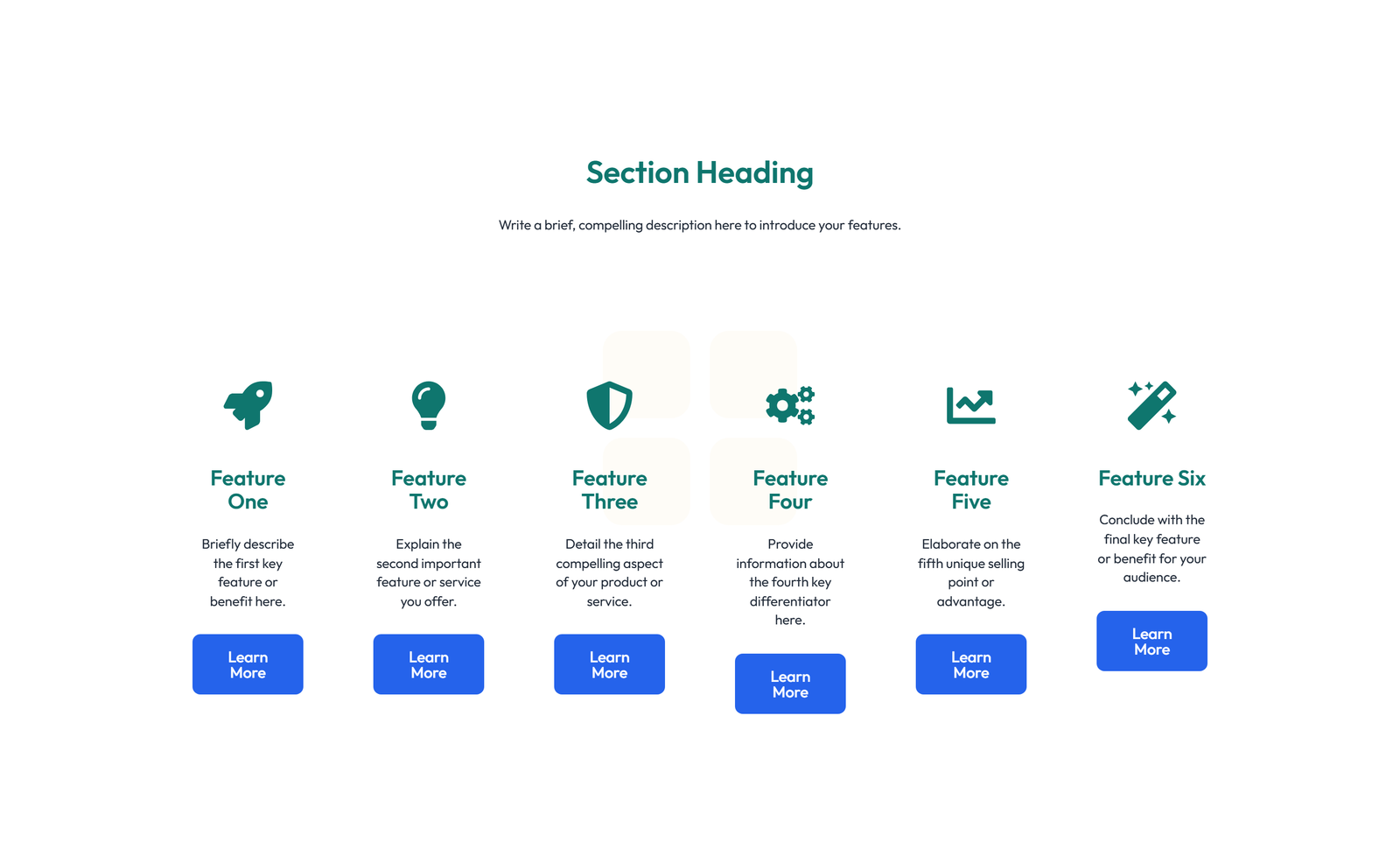 Feature Grid with 3-column Icon, Title, Text Cards 79 - Elementor component