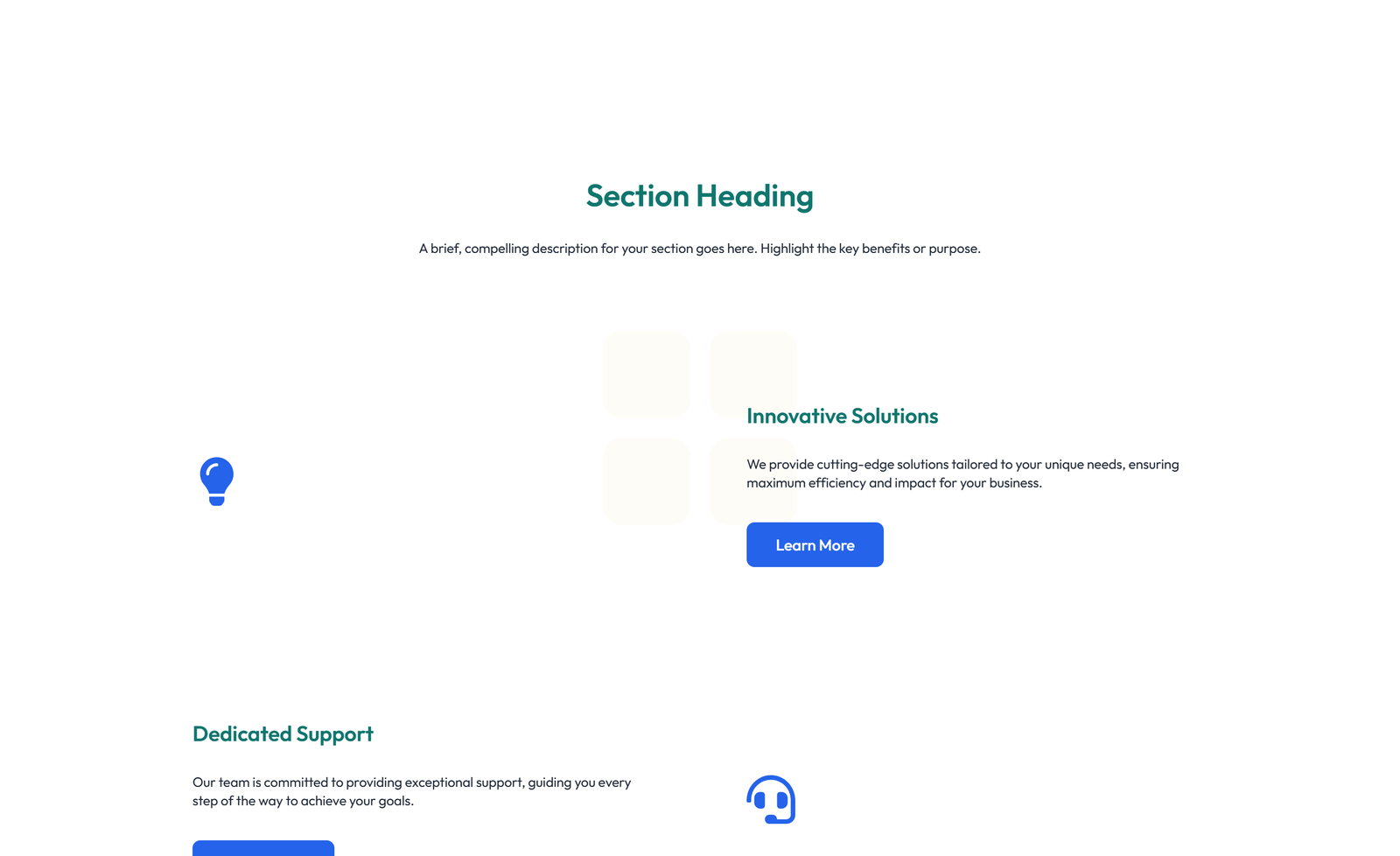 Screenshot of Feature Grid with 3-column Icon, Title, Text Cards 83 - Elementor Feature Sections component