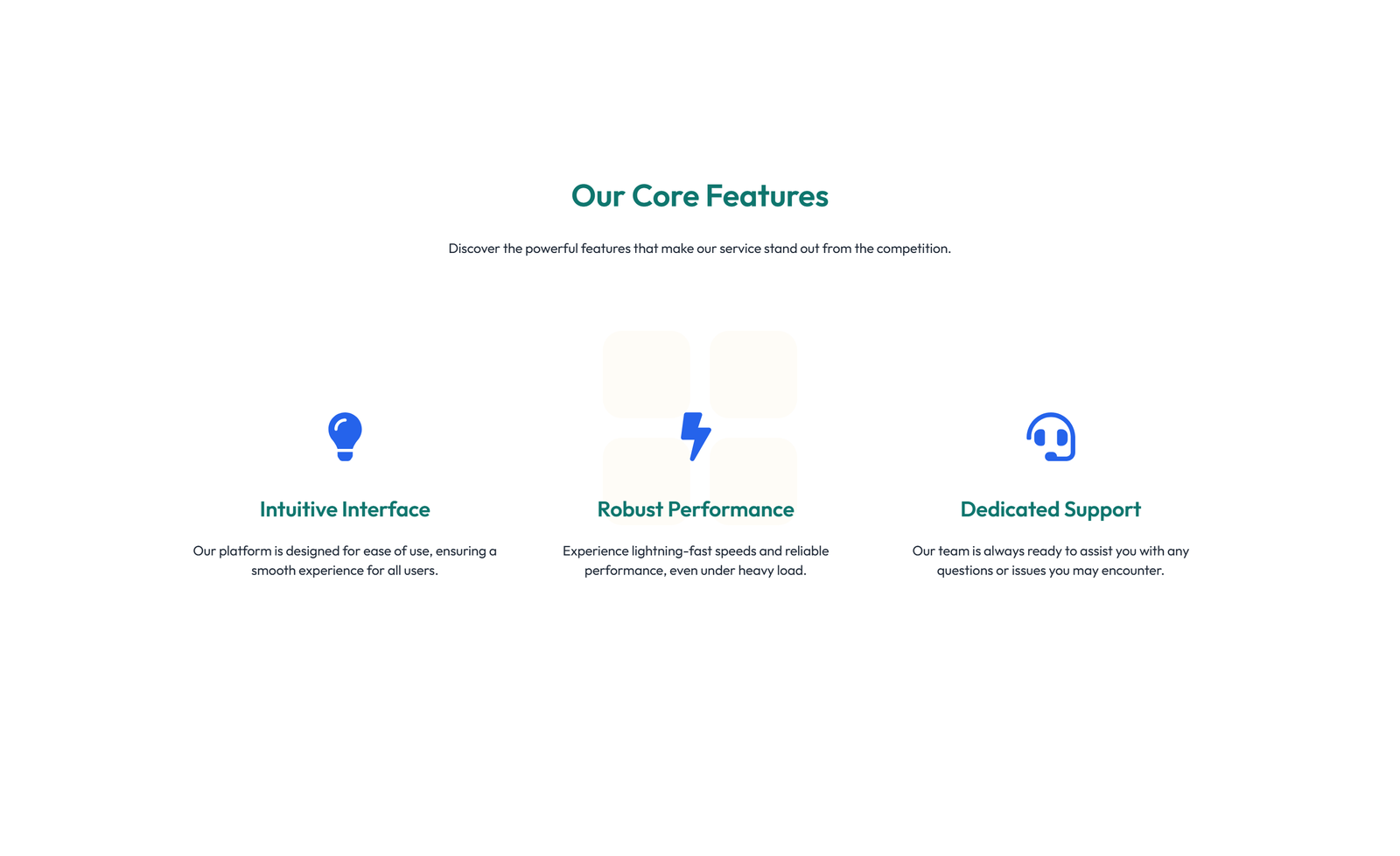 Screenshot of Feature Grid with 4-column Icon-box Cards 87 - Elementor Feature Sections component