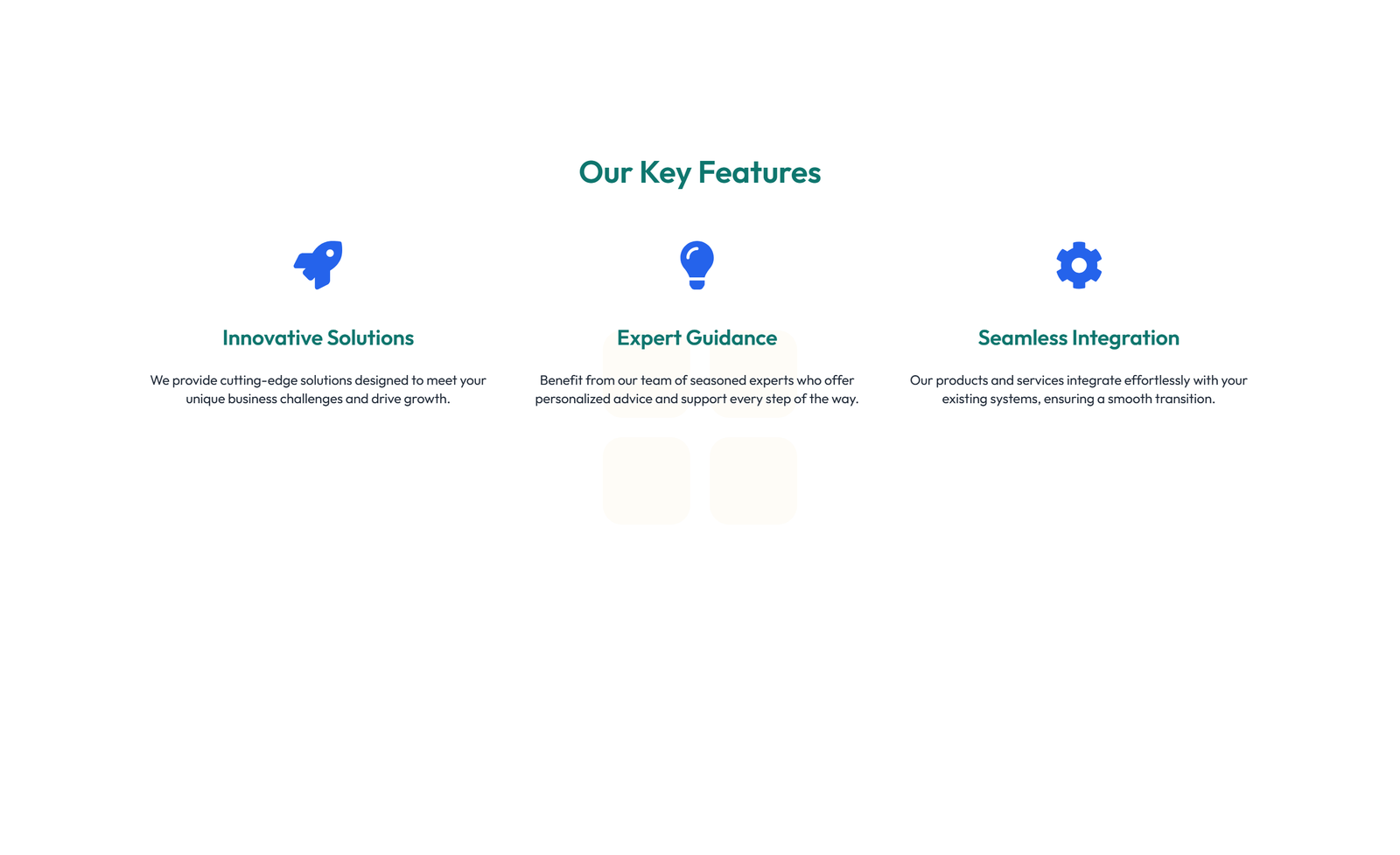 Screenshot of Feature Grid with 3-column Icon, Title, Text, CTA Cards 97 - Elementor Feature Sections component