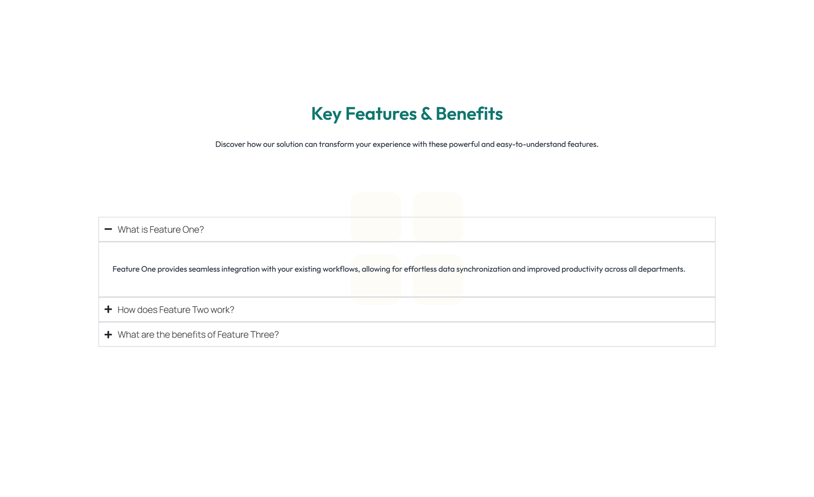 Screenshot of Feature Grid with 4-column Icon-box Cards 98 - Elementor Feature Sections component