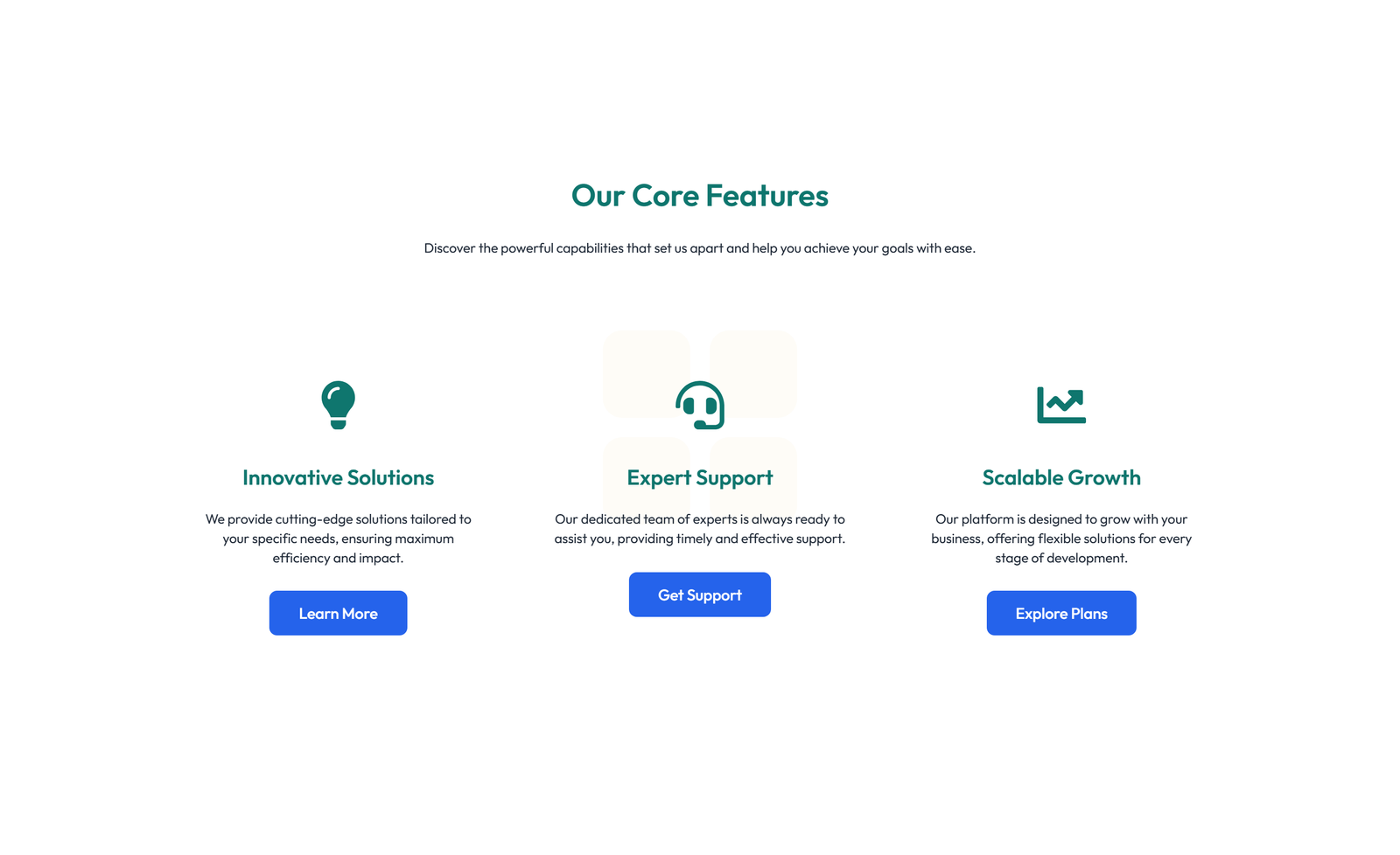 Screenshot of Feature Grid with 4-column Icon-box Cards 99 - Elementor Feature Sections component