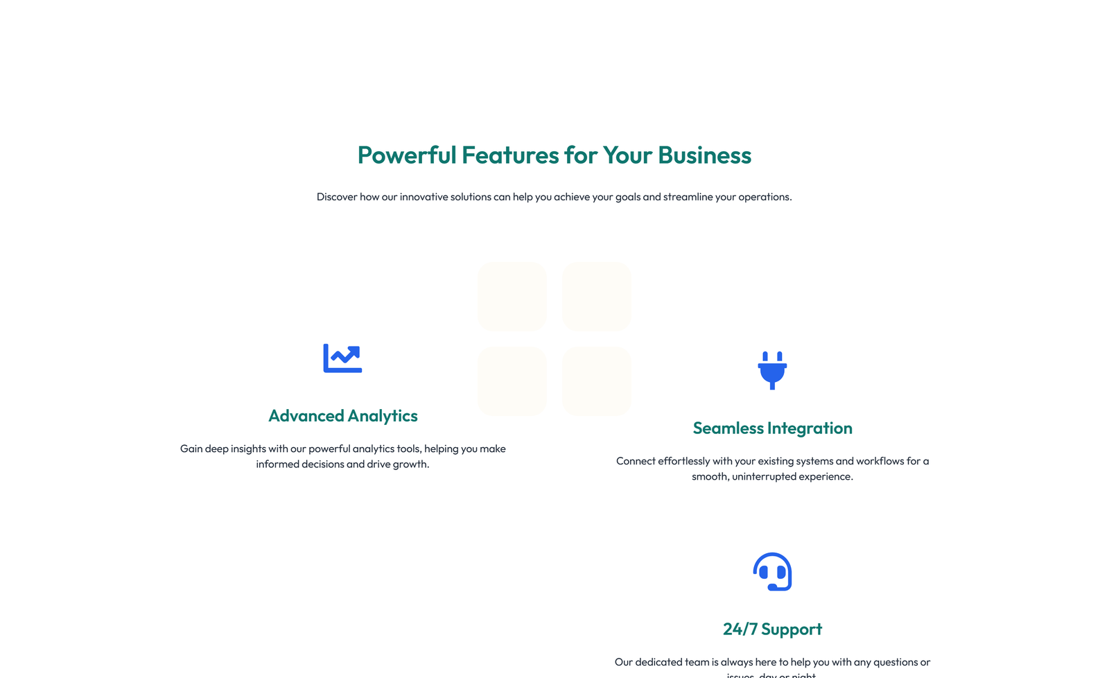 Screenshot of Feature Grid with 4-column Icon-box Cards 105 - Elementor Feature Sections component
