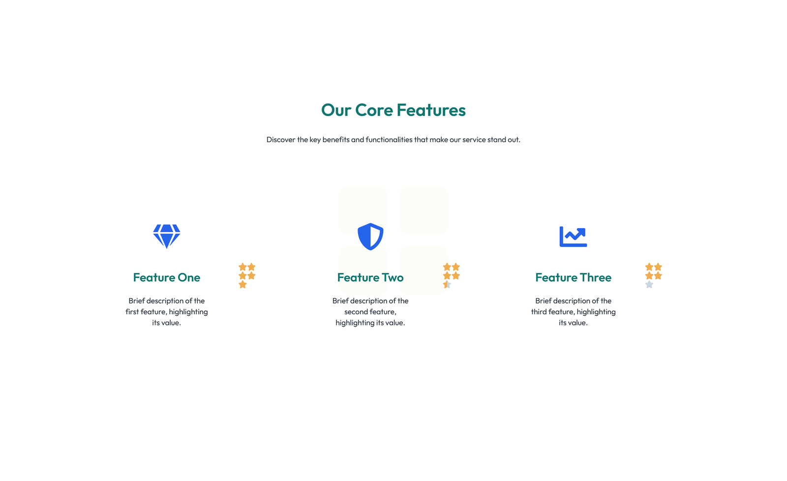 Screenshot of Feature Grid with 3-column Icon, Title, Text, CTA Cards 106 - Elementor Feature Sections component