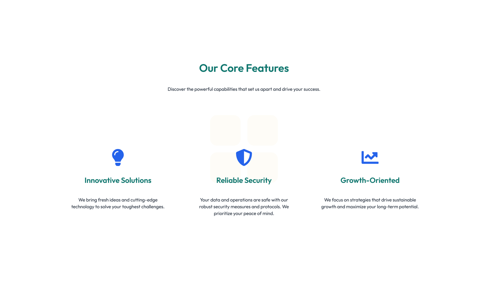 Screenshot of Feature Grid with 4-column Icon-box Cards 109 - Elementor Feature Sections component