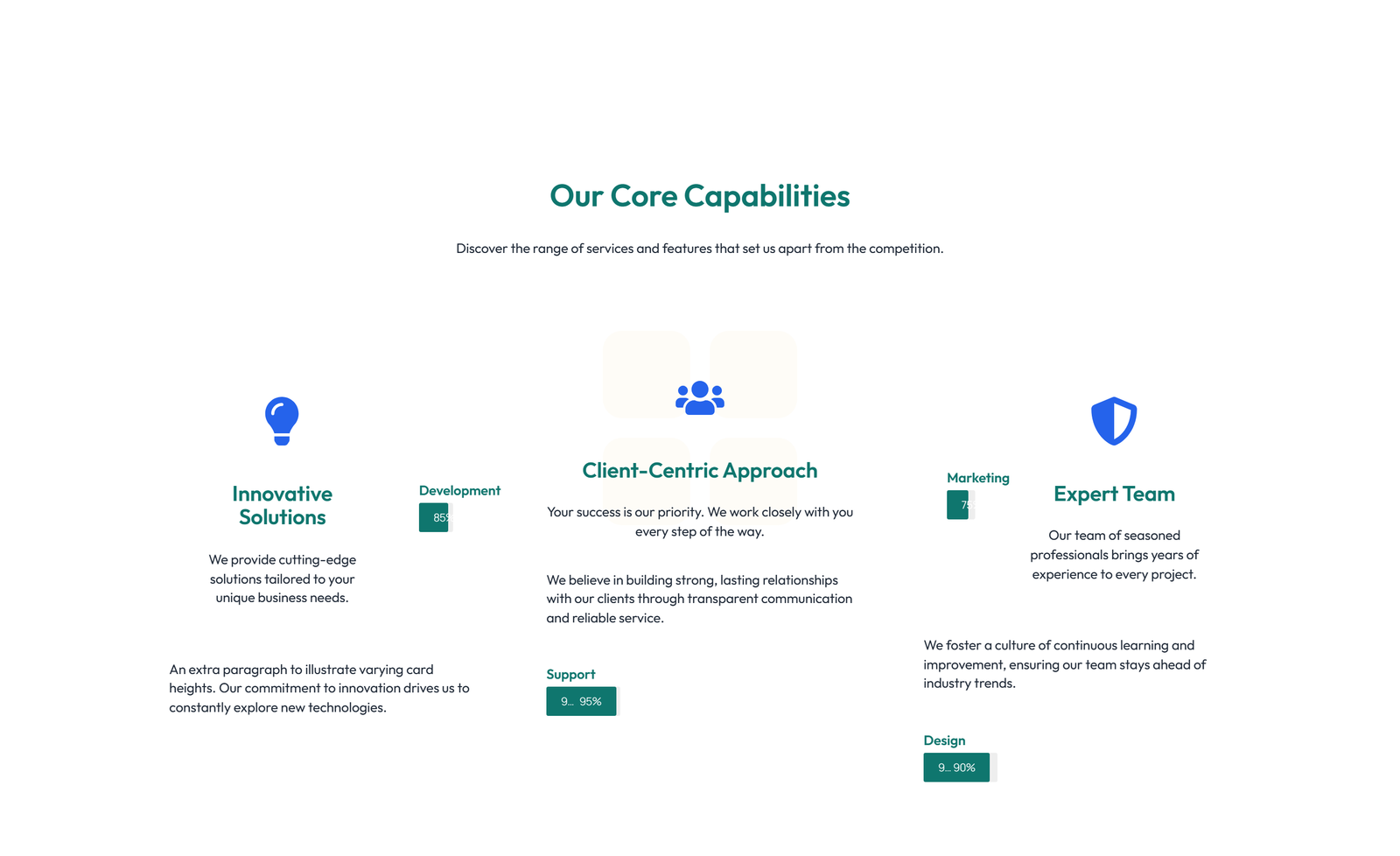 Feature Grid with 3-column Icon, Title, Text Cards 111 - Elementor component