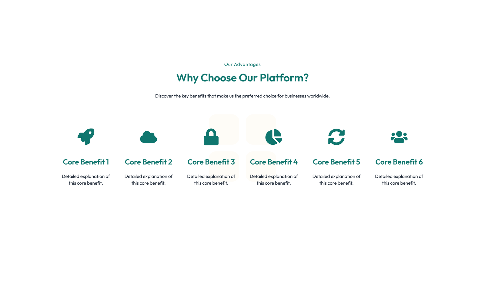 Screenshot of Feature Grid with 3-column Icon, Title, Text Cards 121 - Elementor Feature Sections component