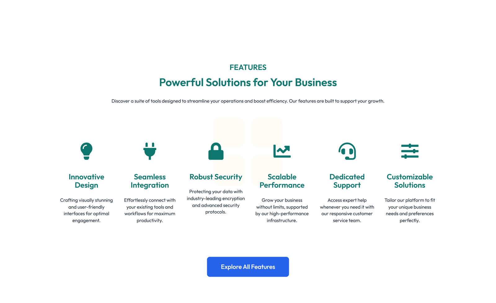 Feature Grid with 3-column Icon, Title, Text, CTA Cards 121 - Elementor component