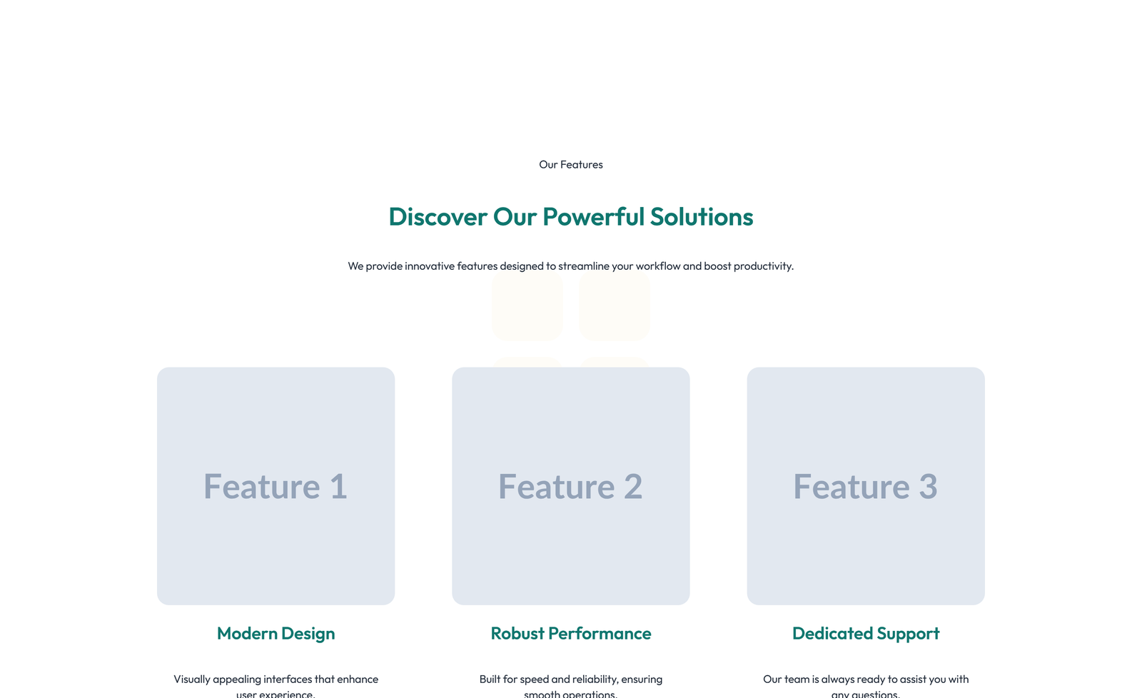 Feature Grid with 4-column Icon-box Cards 125 - Elementor component