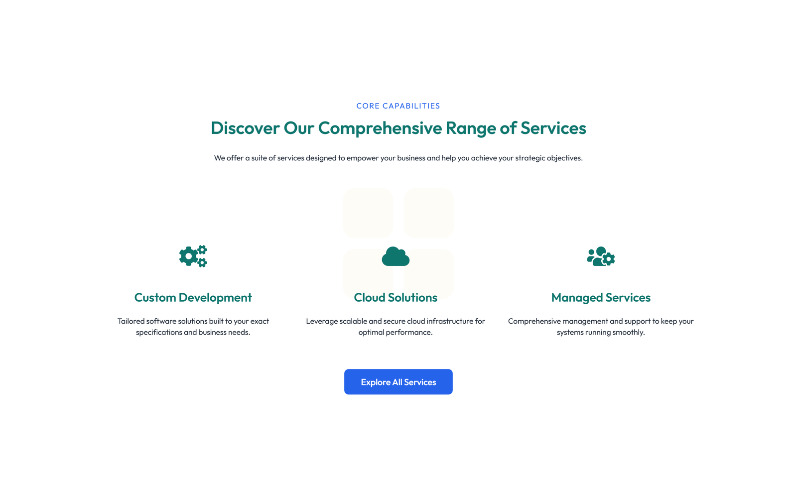 Screenshot of Feature Grid with 4-column Icon-box Cards 126 - Elementor Feature Sections component