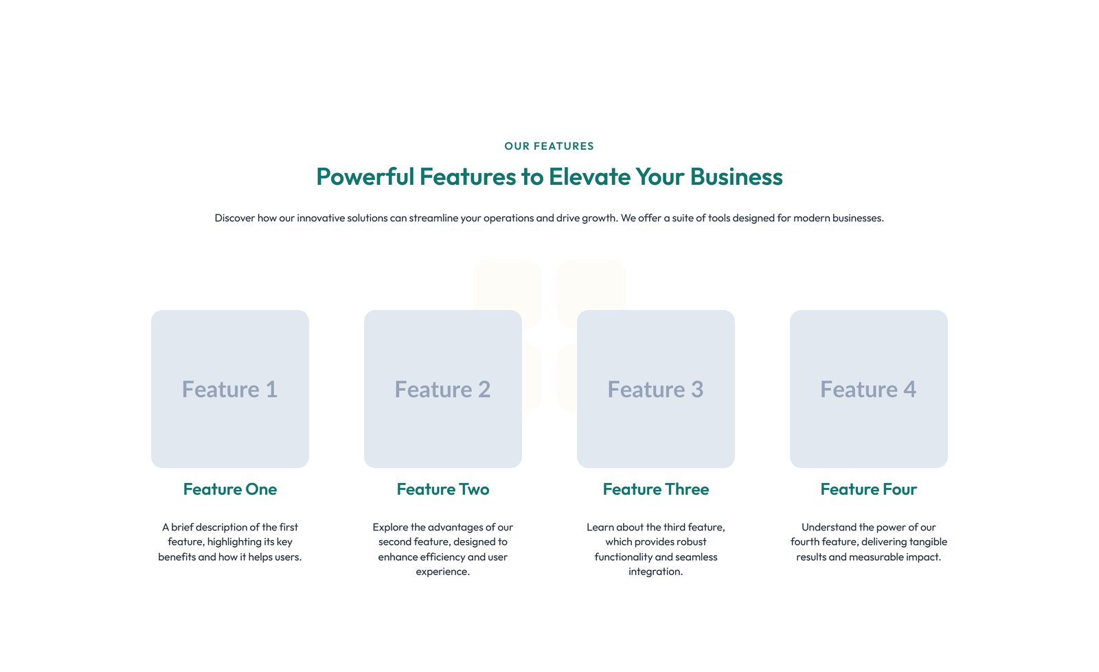 Feature Grid with 2-column Image, Title, Text Cards 127 - Elementor component