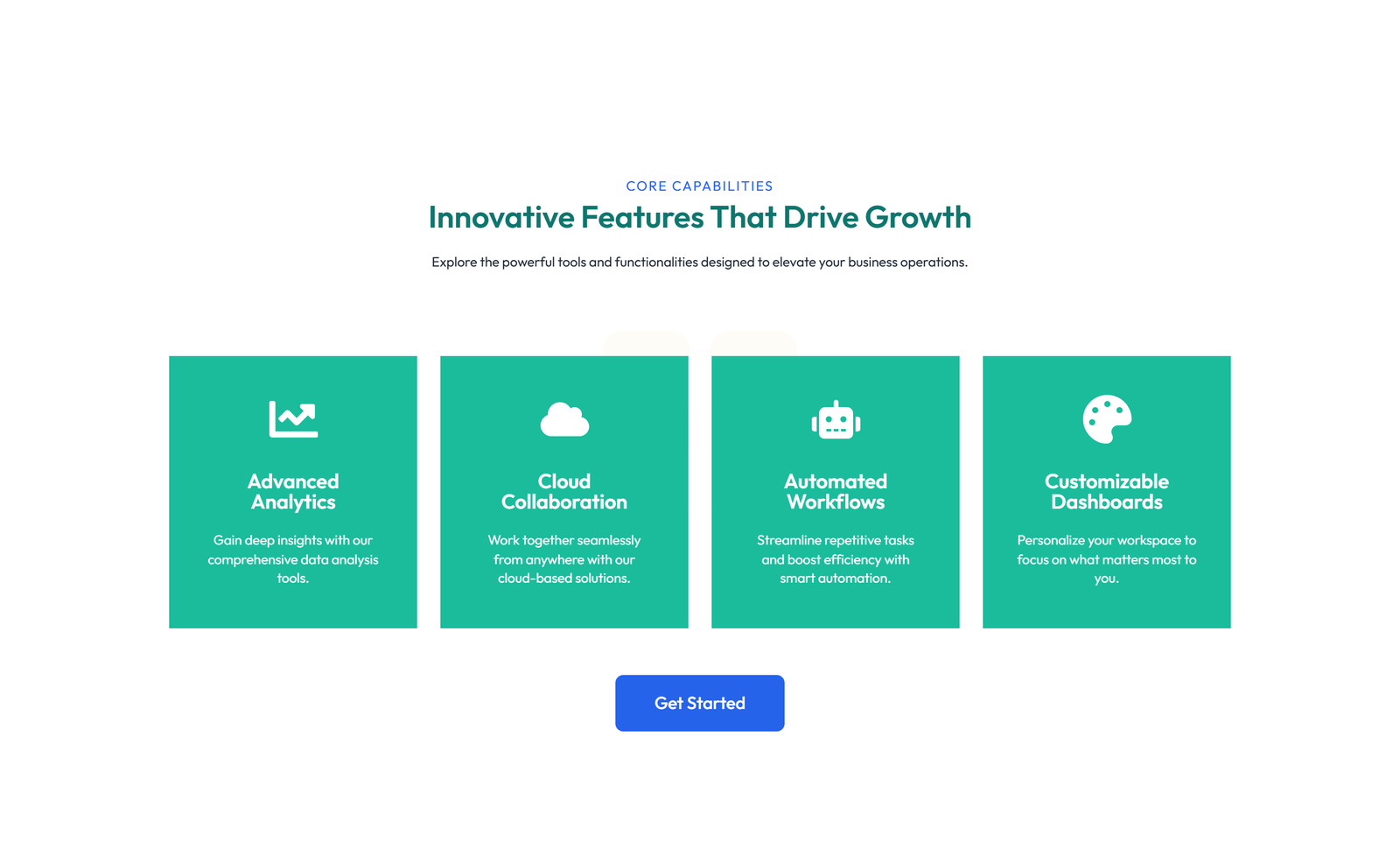 Feature Grid with 4-column Icon-box Cards 128 - Elementor component