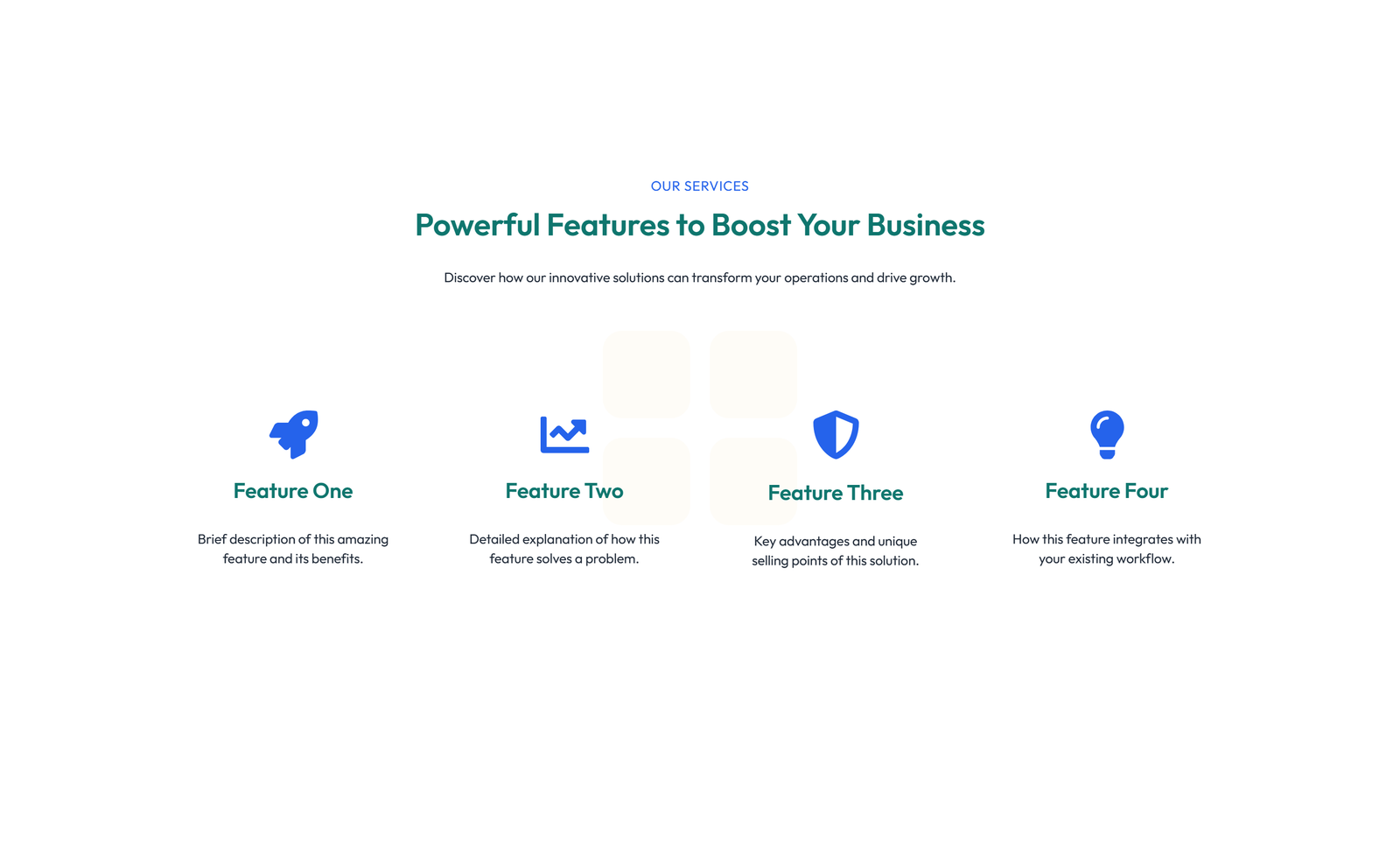 Screenshot of Feature Grid with 3-column Icon, Title, Text, CTA Cards 131 - Elementor Feature Sections component