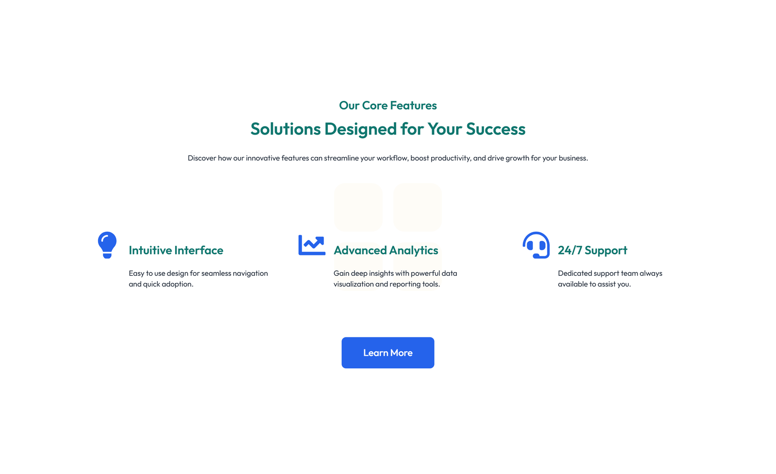 Screenshot of Feature Grid with 4-column Icon-box Cards 144 - Elementor Feature Sections component