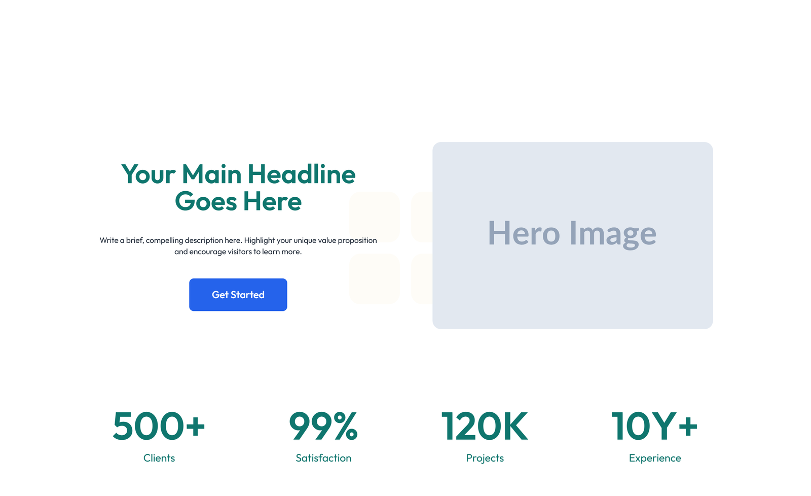 Centered Hero with H1, Subtitle, CTA, 3 Counter Stats 4 - Elementor component