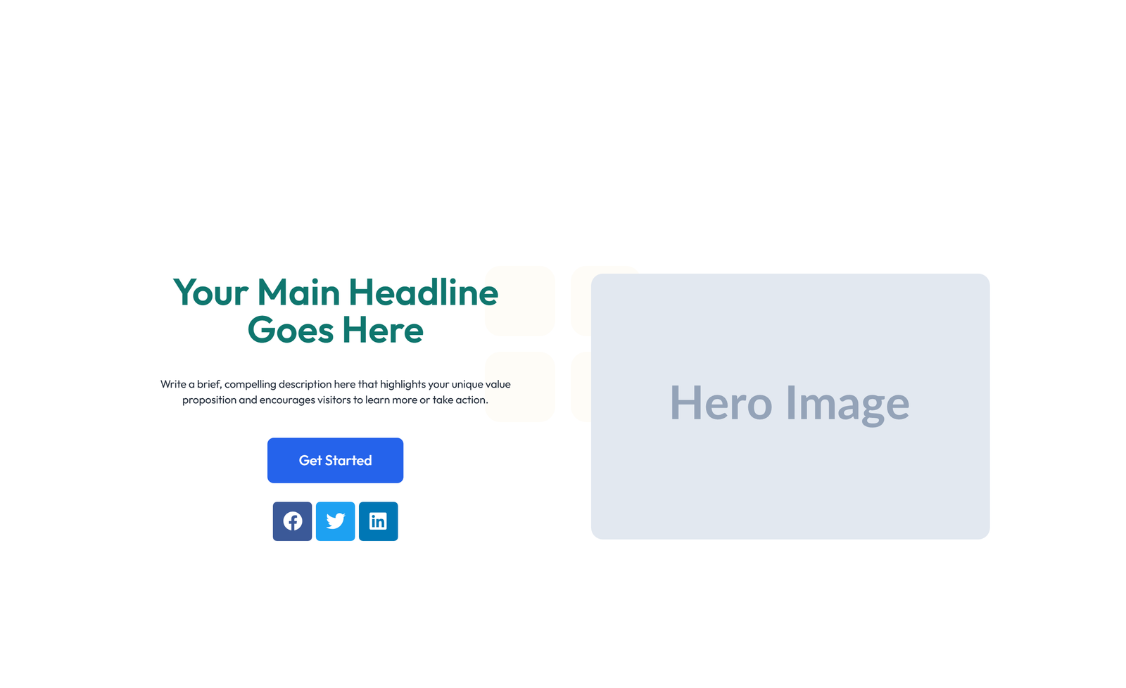 Centered Hero with H1, Subtitle, CTA, Social Icons 4 - Elementor component