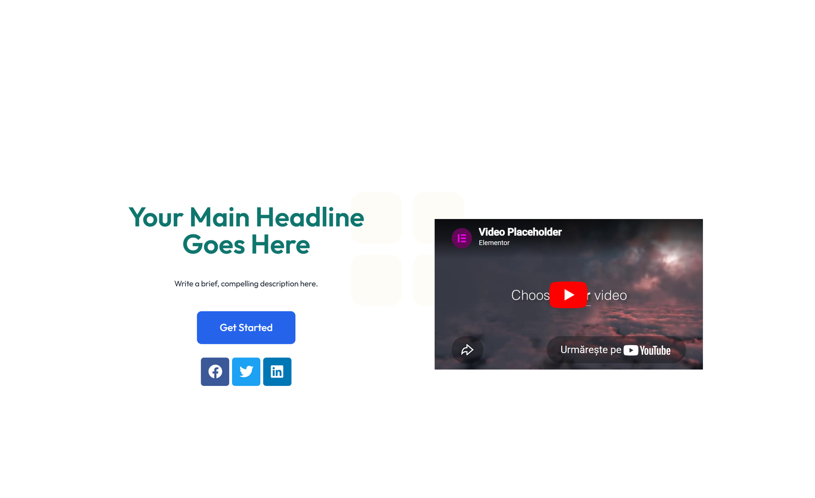 Centered Hero with H1, Subtitle, CTA, 3 Counter Stats 21 - Elementor component