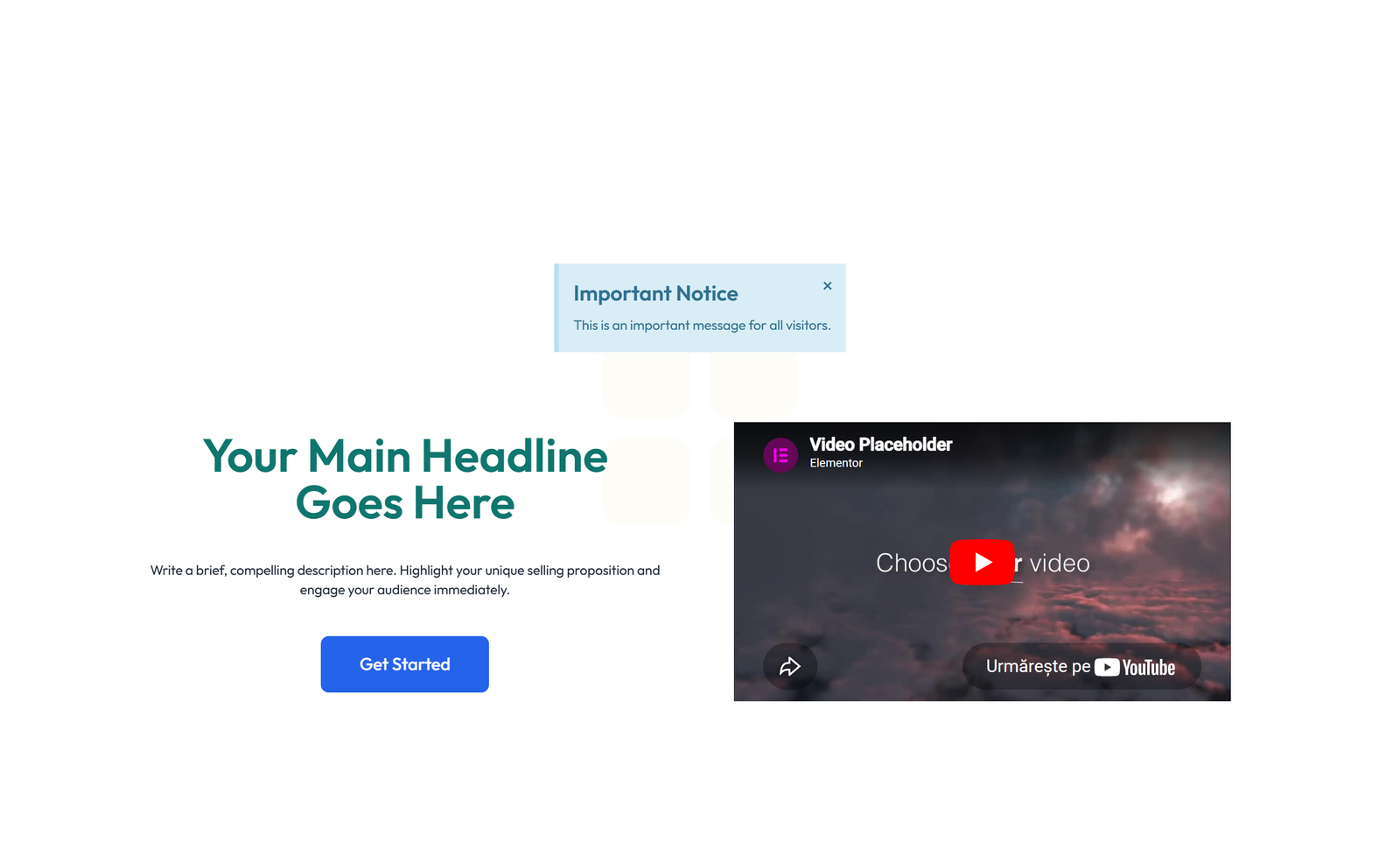 Centered Hero with H1, Subtitle, CTA, Social Icons 21 - Elementor component