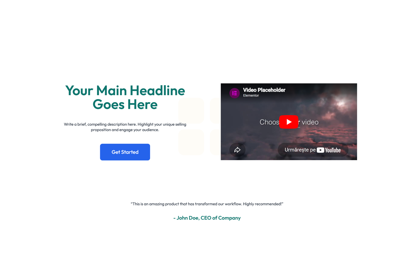 Centered Hero with H1, Subtitle, Two CTA Buttons 21 - Elementor component