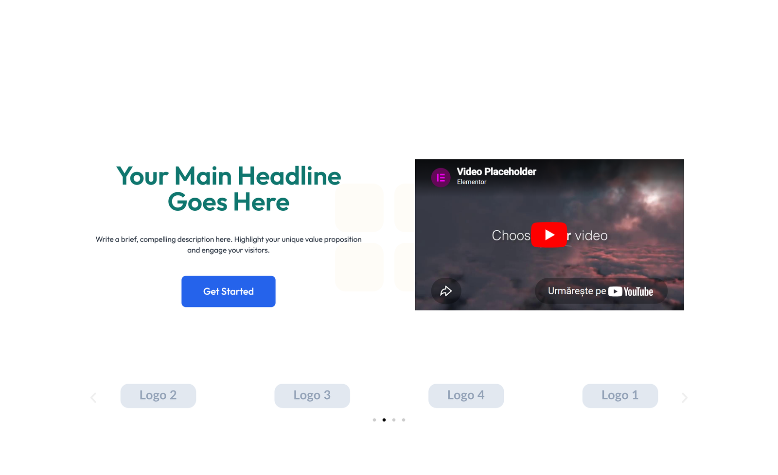 Centered Hero with H1, Subtitle, CTA, 3 Counter Stats 22 - Elementor component