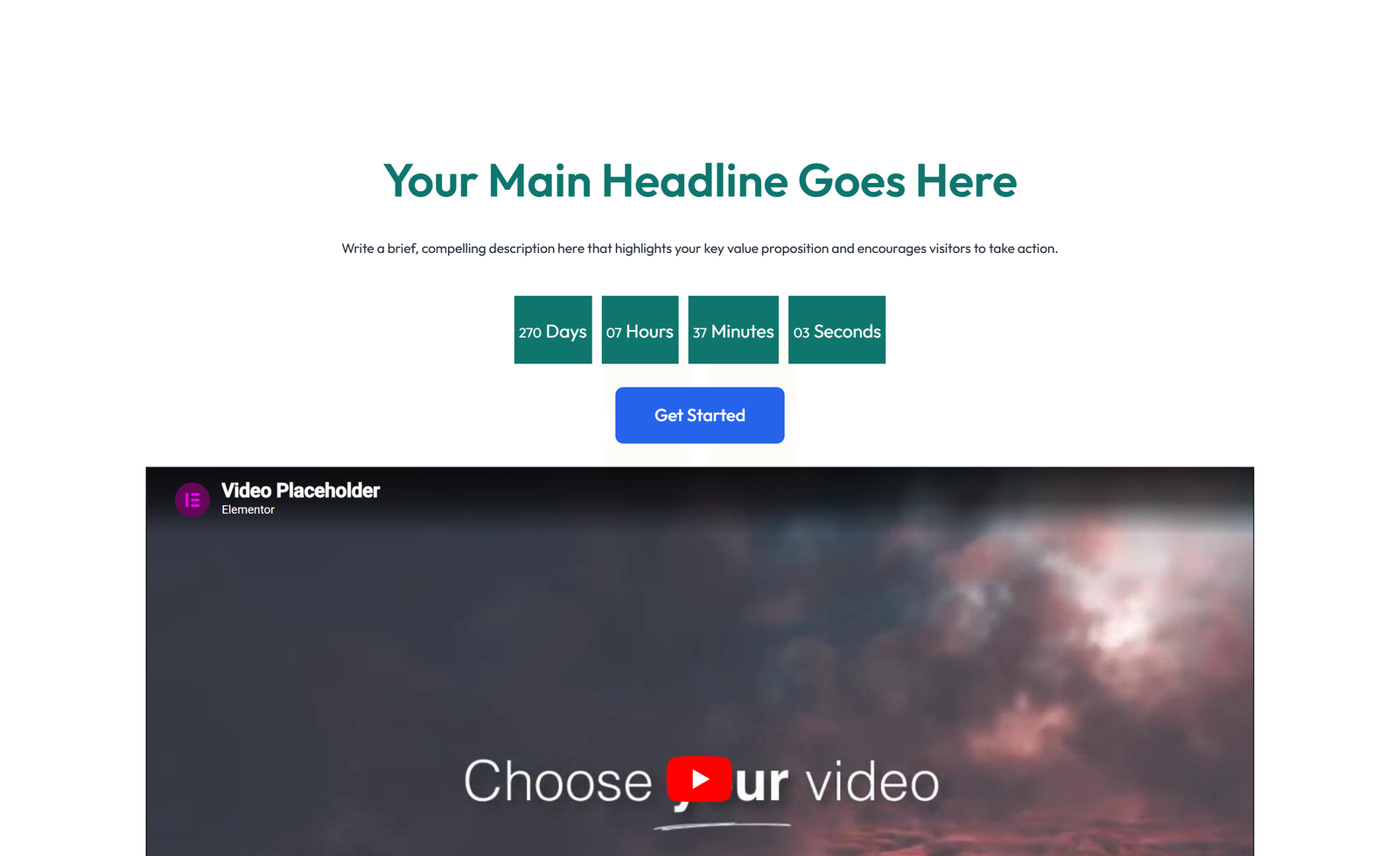 Centered Hero with H1, Subtitle, CTA Button 24 - Elementor component