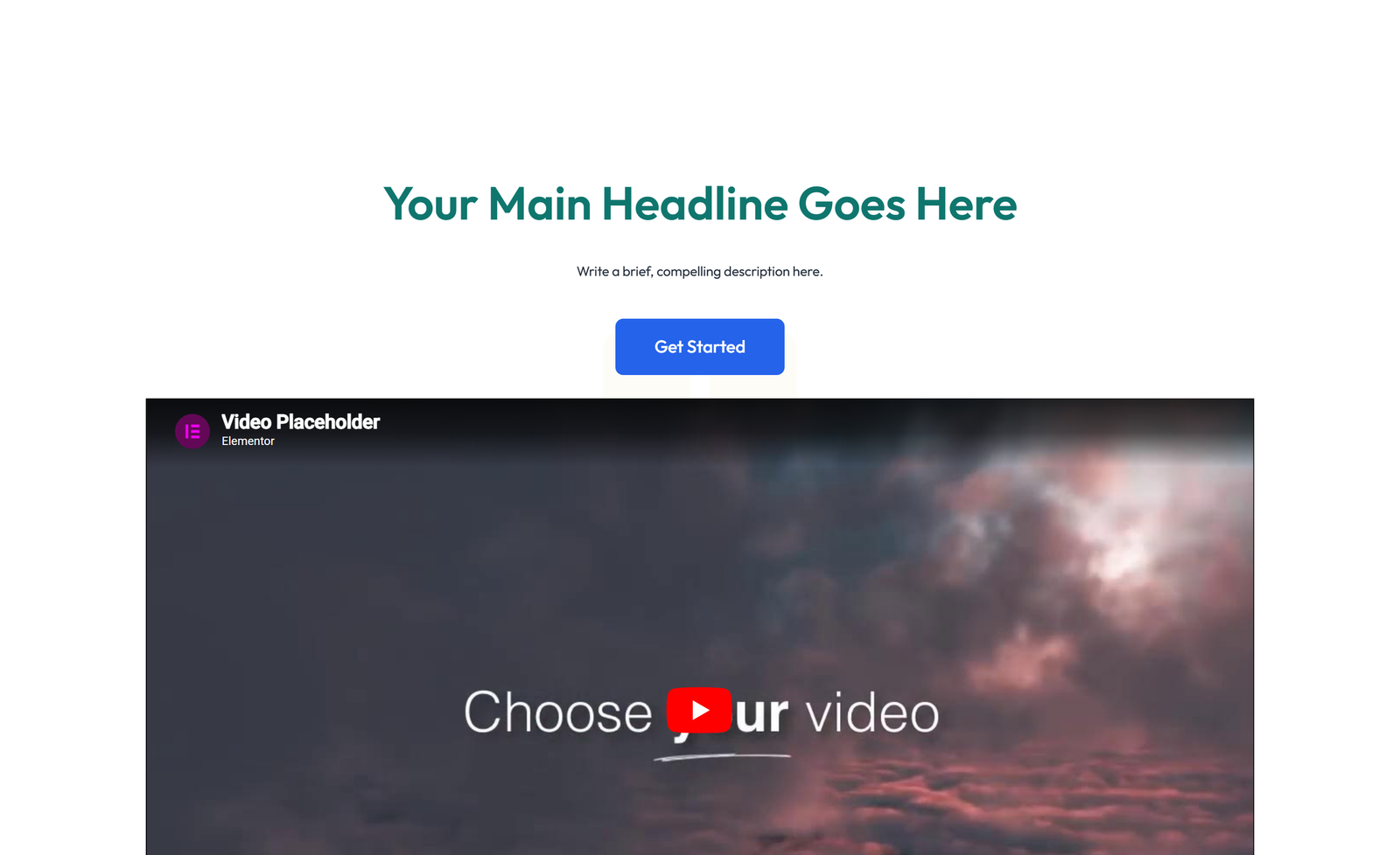 Centered Hero with H1, Subtitle, CTA, Social Icons 24 - Elementor component