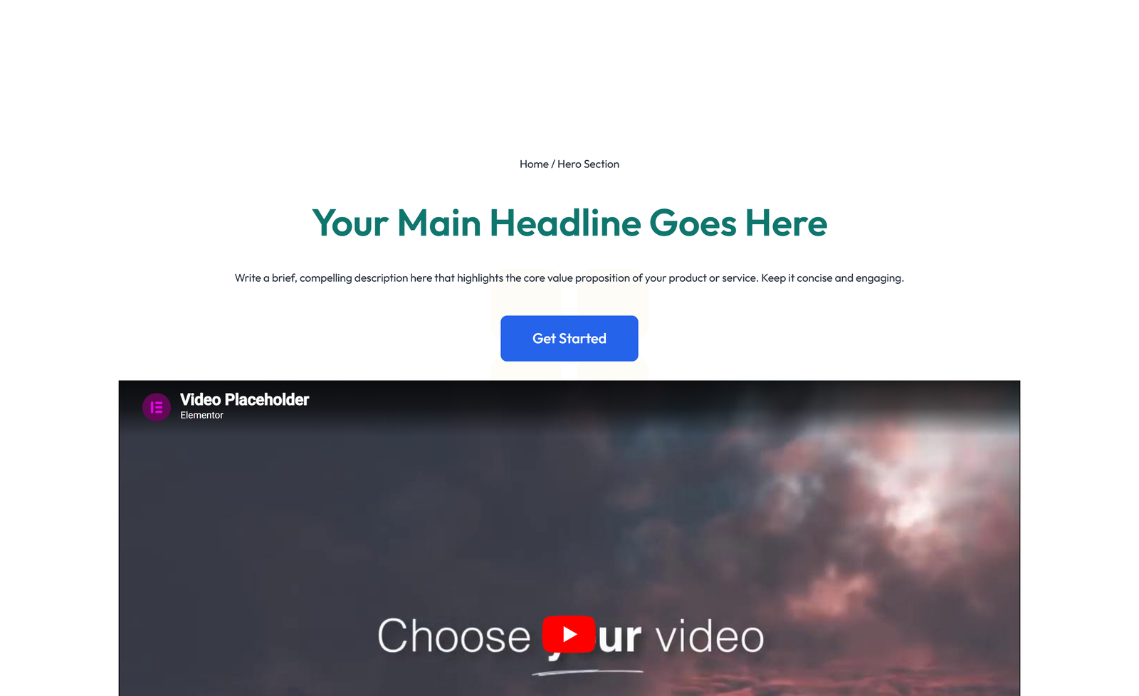Centered Hero with H1, Subtitle, Two CTA Buttons 27 - Elementor component