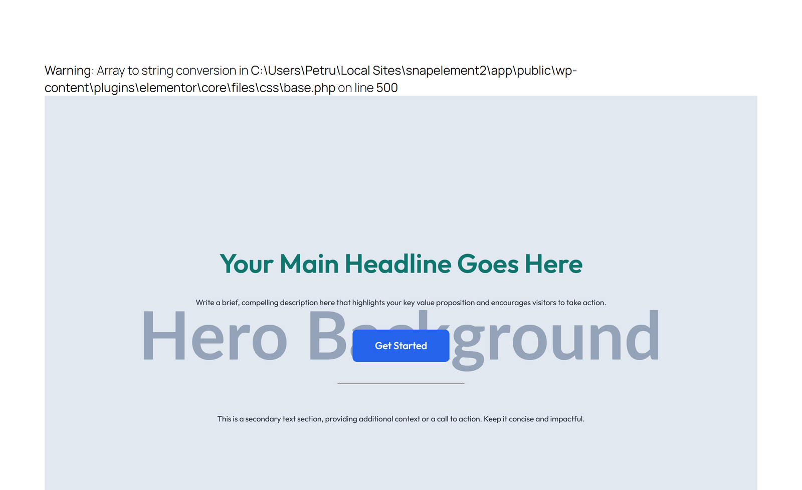 Centered Hero with H1, Subtitle, CTA, Social Icons 36 - Elementor component