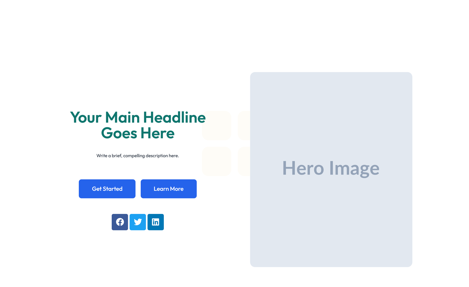 Centered Hero with H1, Subtitle, CTA, Social Icons 48 - Elementor component