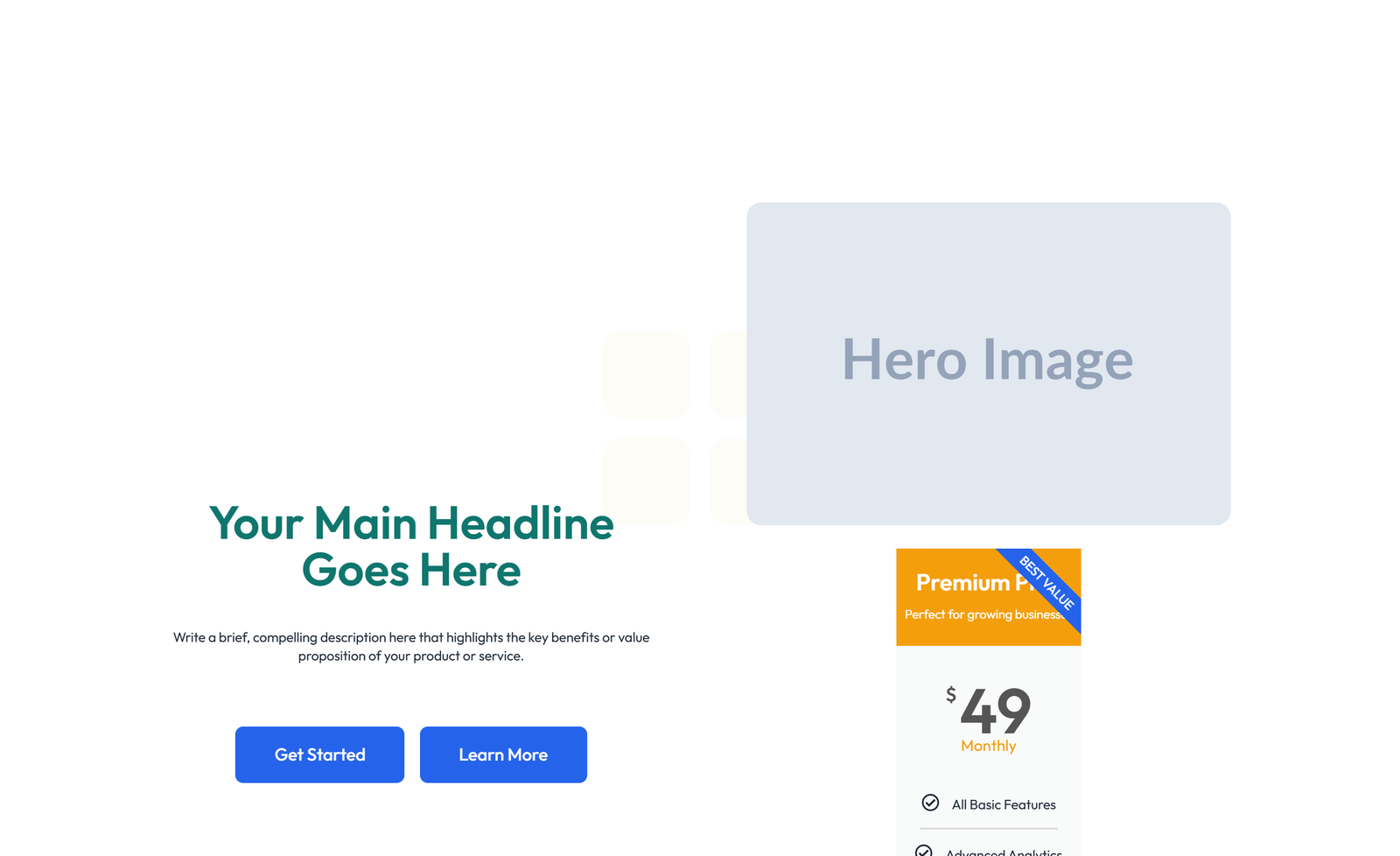 Split Hero with Text and Counters Left and Image Right 49 - Elementor component