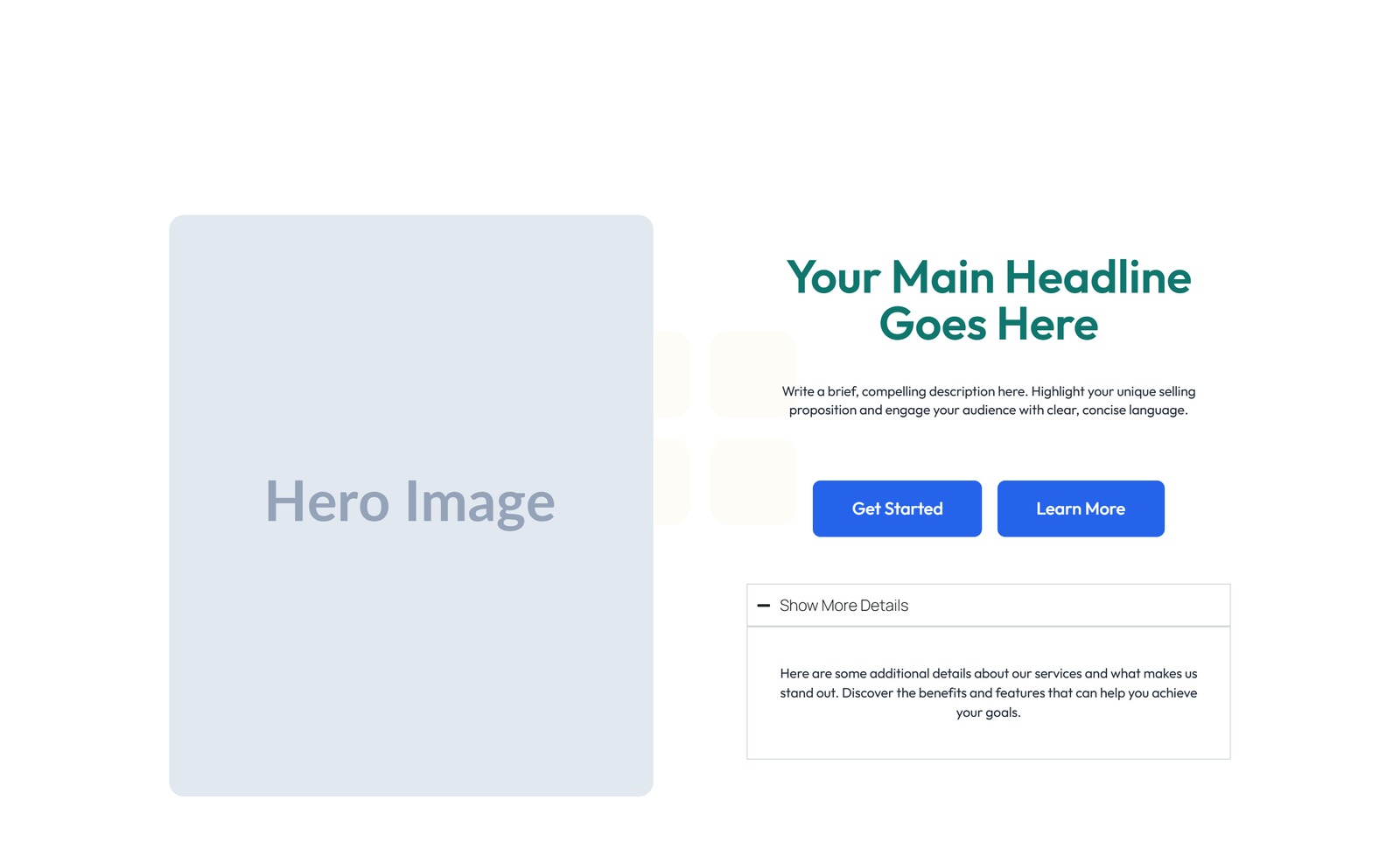 Split Hero with Text and Counters Left and Image Right 52 - Elementor component