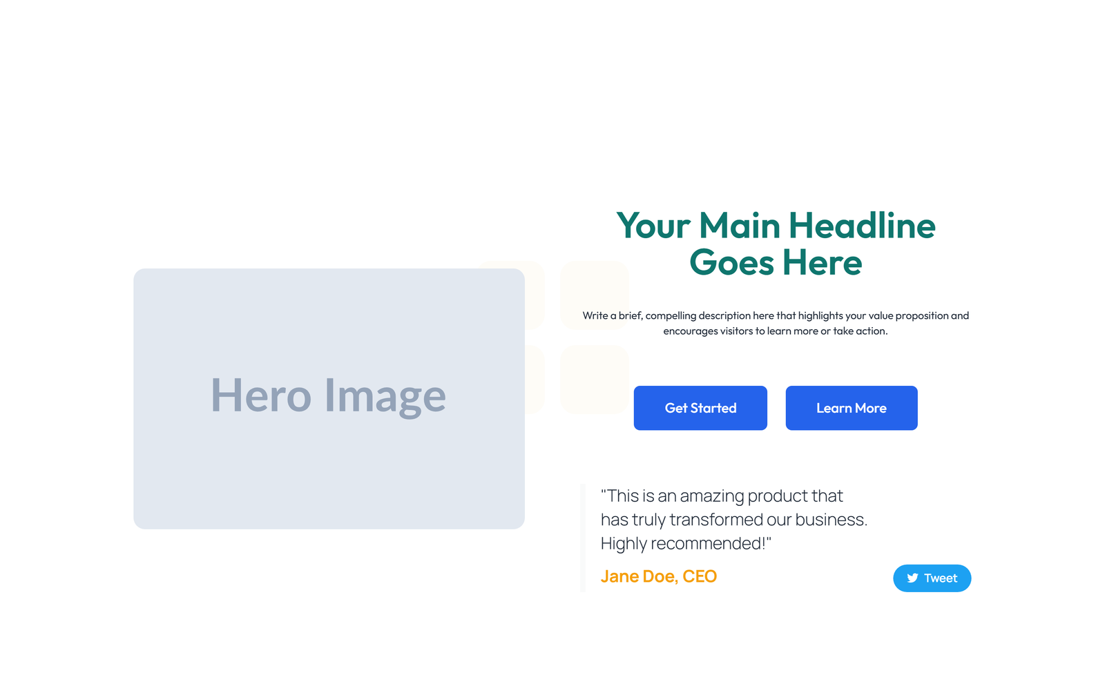 Centered Hero with H1, Subtitle, CTA Button 53 - Elementor component